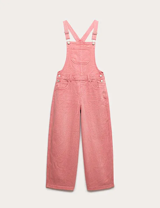 Pure Cotton Barrel Leg Dungarees (2-16 Years)