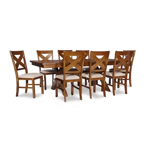 Linon Home Décor Products McCarthy 9-Piece Dining Set, Dark Hazelnut