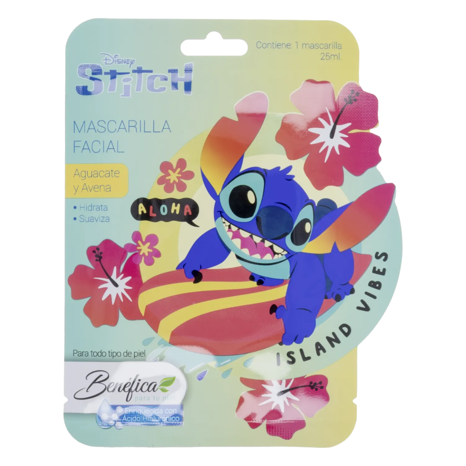Mascarilla Facial Benéfica Aguacate Extracto De Avena Y Acido Hialuronico Stitch DISNEY Unidad