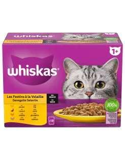 Whiskas Multipack Maaltijdzakjes Adult In Saus - Kattenvoer - Kip Eend Kalkoen 12x85 g