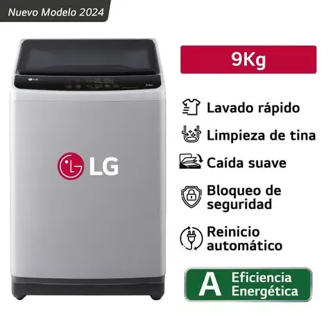 Lavadora de lavado Rapido y Carga Superior 9 Kg WT9GL Gris