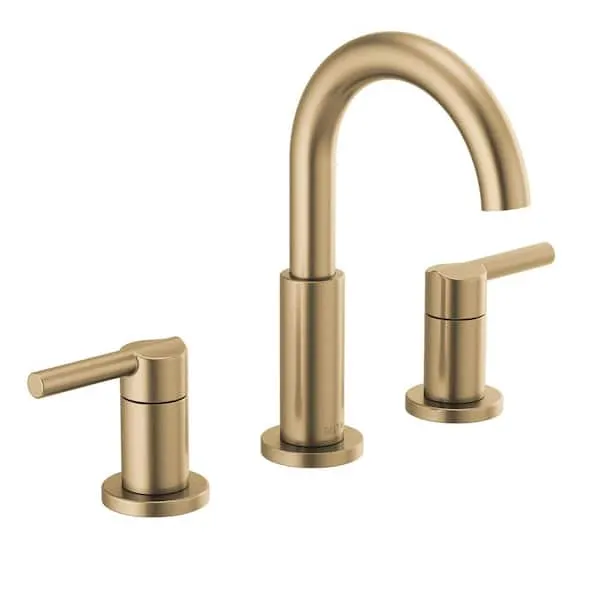 Delta Nicoli J-​Spout Gold 8 in.​ Widespread Double Handle Bathroom Faucet in Champagne Bronze