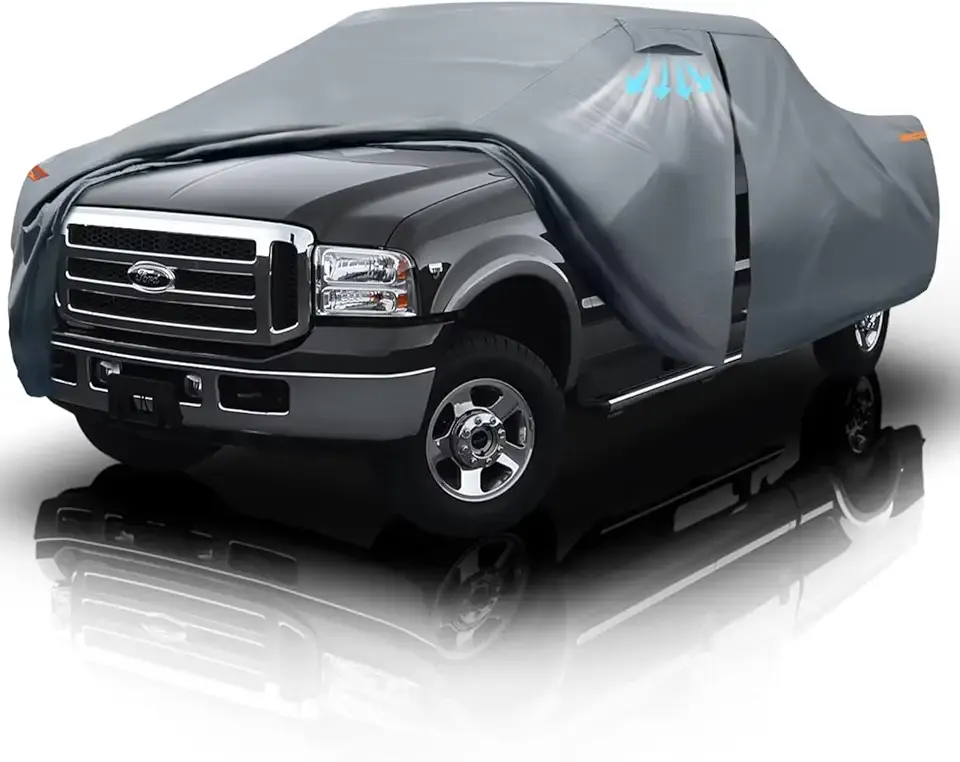 Ford F250 Truck Cover Custom Fit 2001-2025 Crew Cab Short Bed(6.8') with Door Zipper, 10 Layers Outdoor Heavy Pickup Truck Cover Waterproof All Weather, Wind Dust Sun Protector.