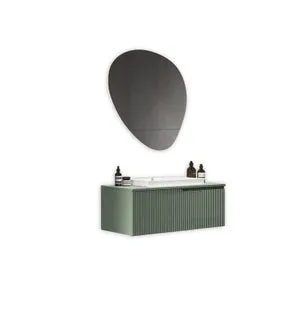 Mueble de baño con lavabo y espejo VENERE Verde 90x45cm
