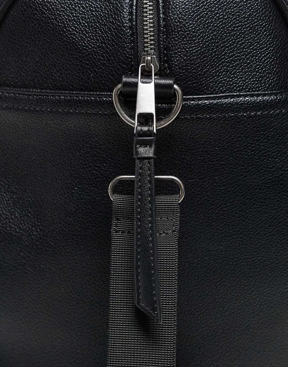 ASOS DESIGN faux leather holdall bag in black