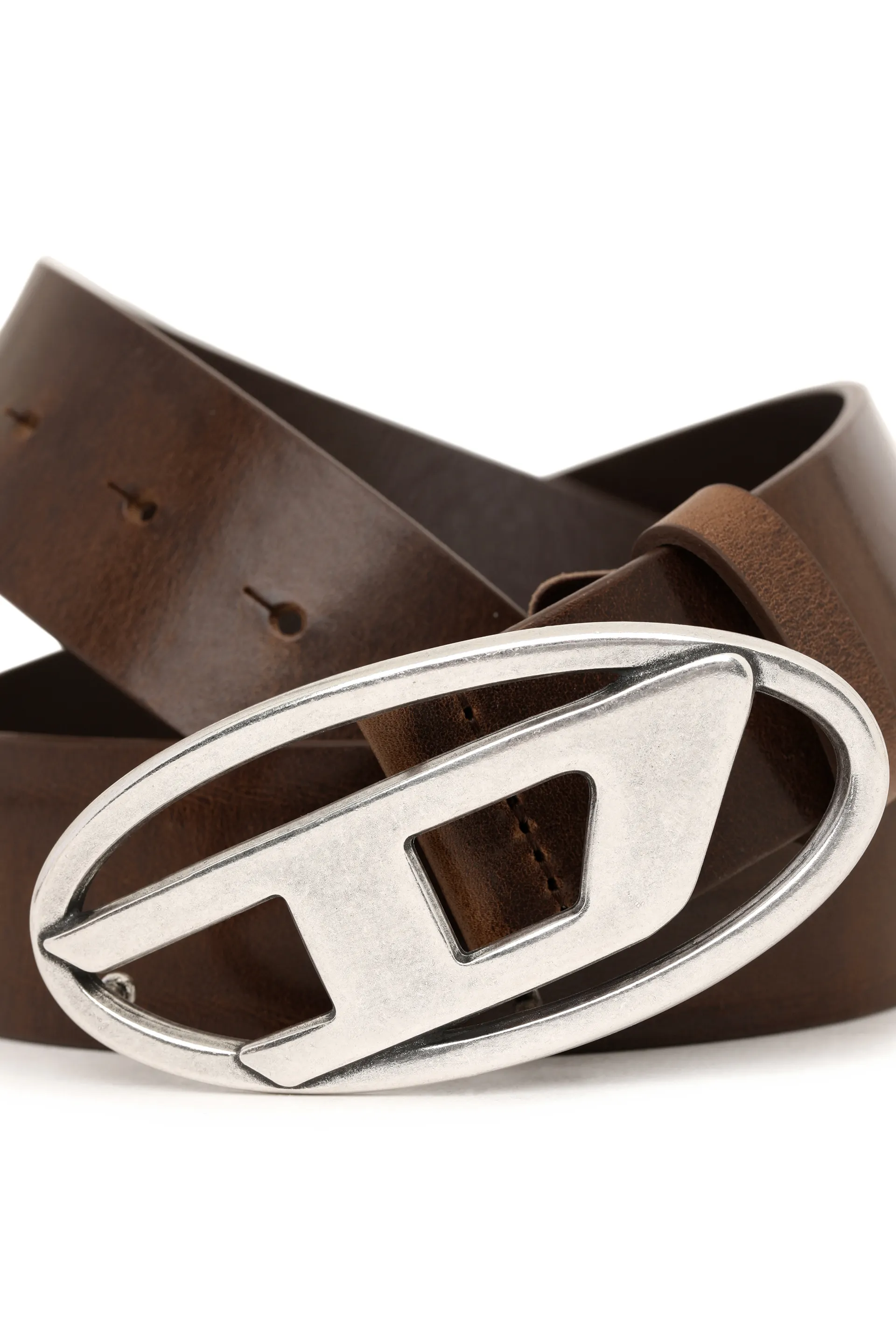 3.9cm leather belt with D buckle
