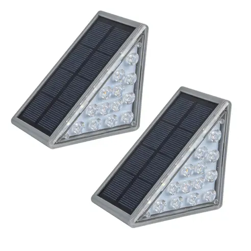 2er-Set Solar-LED-Leuchte - grau - 8 cm
