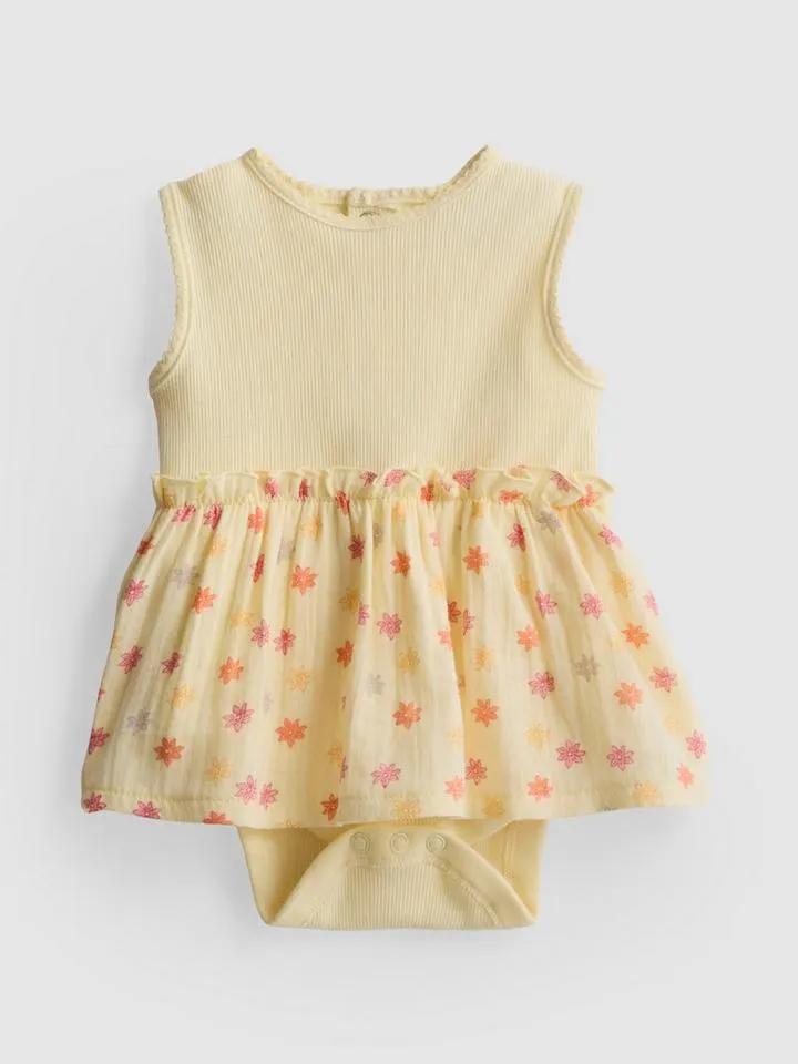 0–18 mois | Robe côtelée à smocks pour nouveau-né
