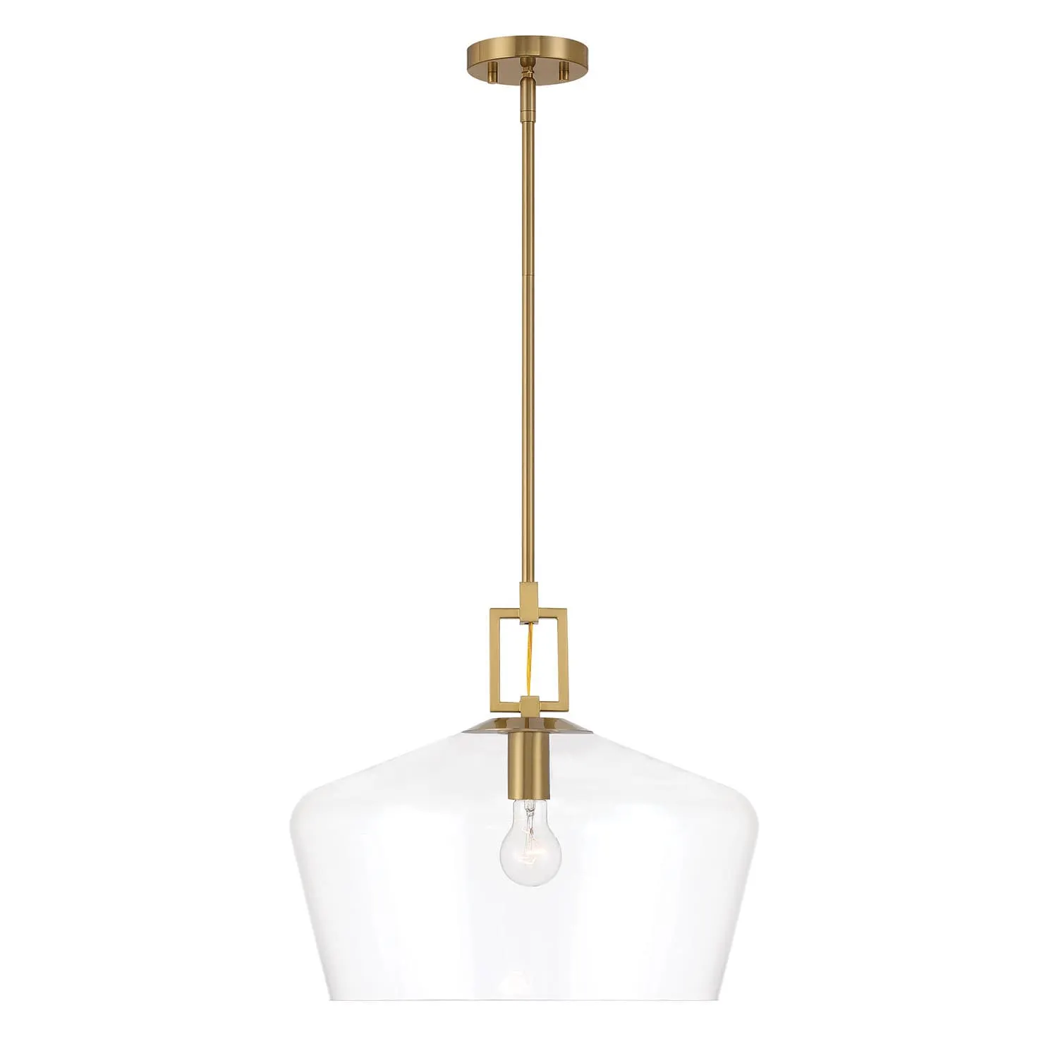 Chambers 1 -Light Brushed Gold Modern/contemporary Clear glass Dome Large Hanging Pendant Light