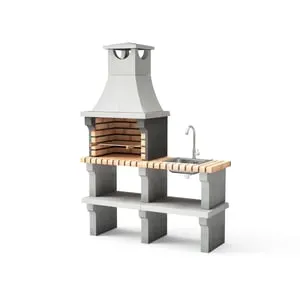 Barbacoa de obra Movelar de hormigón y ladrillo para carbón y leña Maryland para 6 comensales