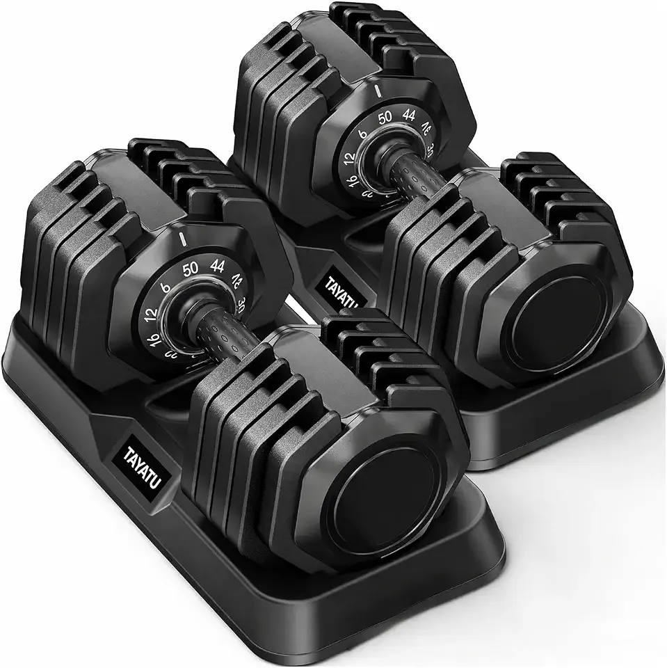 Adjustable Dumbbell 25LB Pair Dial Quick Change Anti-Roll | 25LB pair (5-30lbs total). 10-in-1 dial system, octagonal anti-roll, auto-lock. Storage stand, non-slip grip. Home gym.