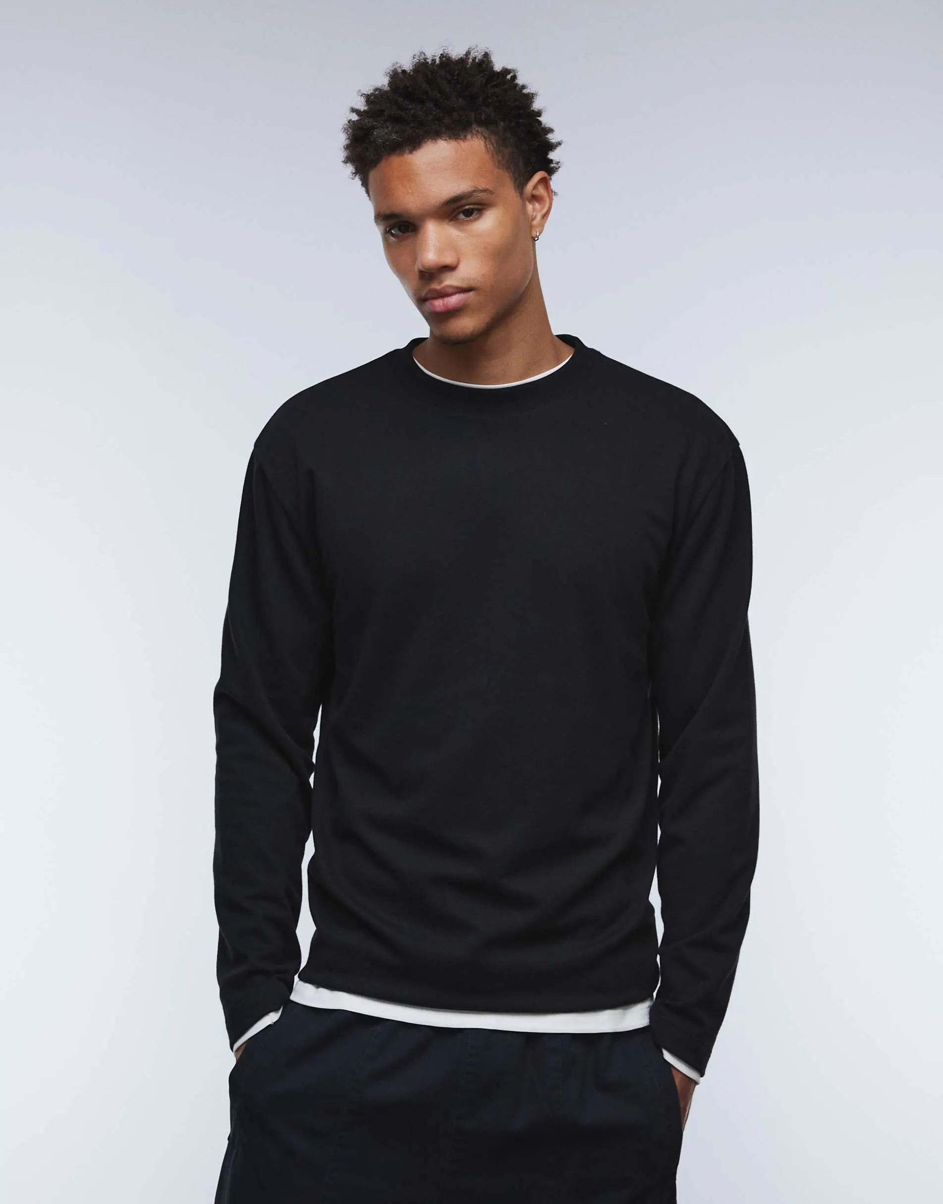 ASOS DESIGN heavyweight relaxed long sleeve t-shirt in black soft touch