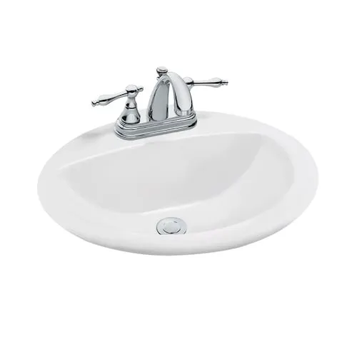 Glacier Bay Oval Drop-In Bathroom Sink in White