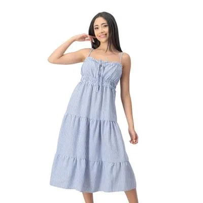 Vestido Mxstaza Mujer Diseño De Rayas Verticales