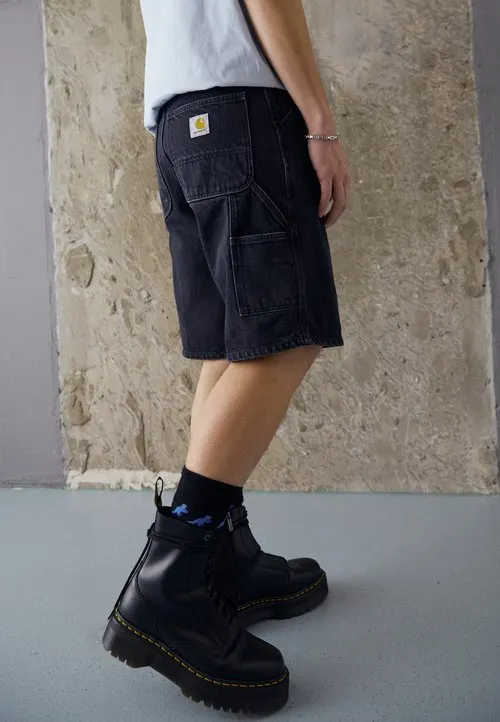 SINGLE KNEE - Jeansshorts - black stone washed