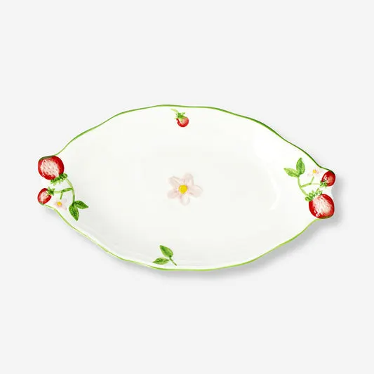 Oval plate with embossed strawber...