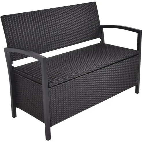 Gartenbank FERRARA - schwarz - mit Stauraum