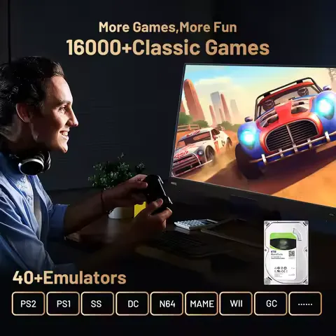 Kinhank Retro Video Game Consoles Super Console X5 PRO Plug and Play 4T with 16000 Games for PS2/WII/SS/DC/N64