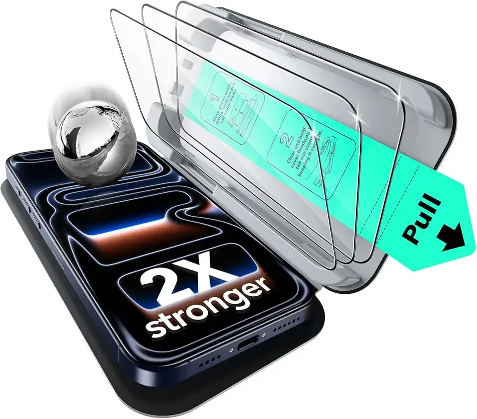 ESR 3 Pack for iPhone 17 Pro Max Screen Protector, Military-Grade Shatterproof, 9H Hardness, Full Coverage Tempered Glass with Ultra Fit Tray