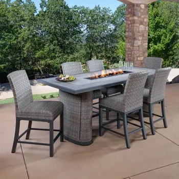Sunvilla Parson 7-piece Fire Outdoor Patio High Dining Set
