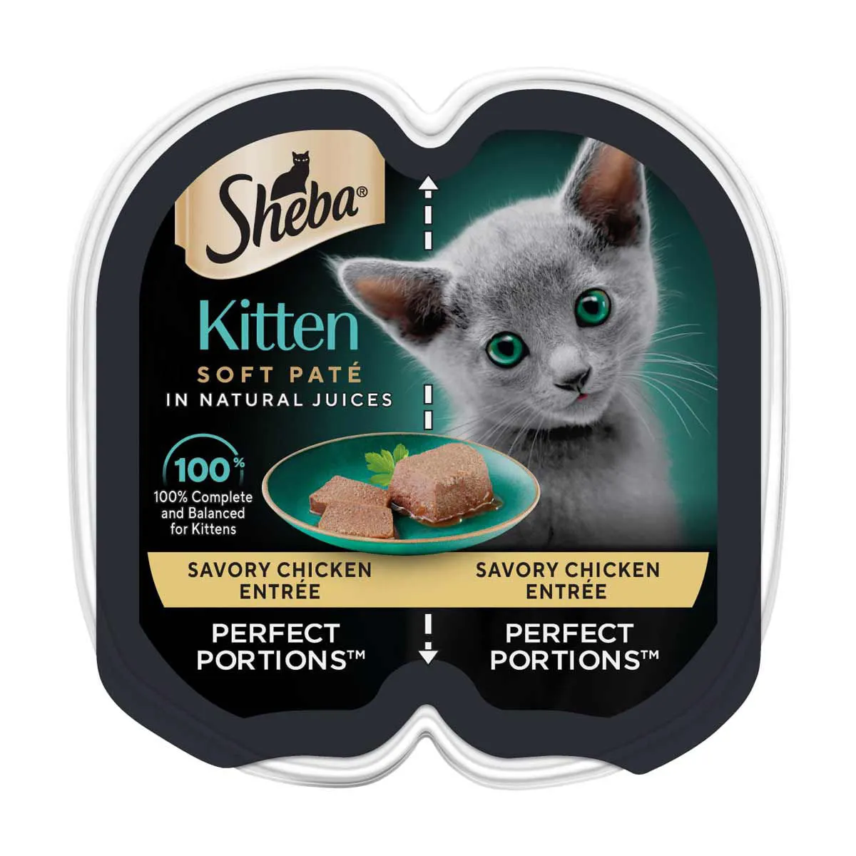 Sheba Perfect Portions Kitten Wet Cat Food Pate Chicken Entree, 2.6 oz. Twin-Pack Tray