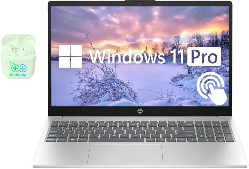 HP 15.6" Touchscreen Business & Student Laptop Computer, 32GB RAM 1TB SSD, 6-Cores Intel Core i3, Windows 11 Pro with Microsoft Office Included, PLUSERA Earphones, Silver