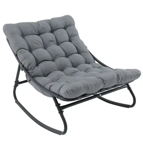Schaukelstuhl - grau-schwarz - wasserresistente Auflage