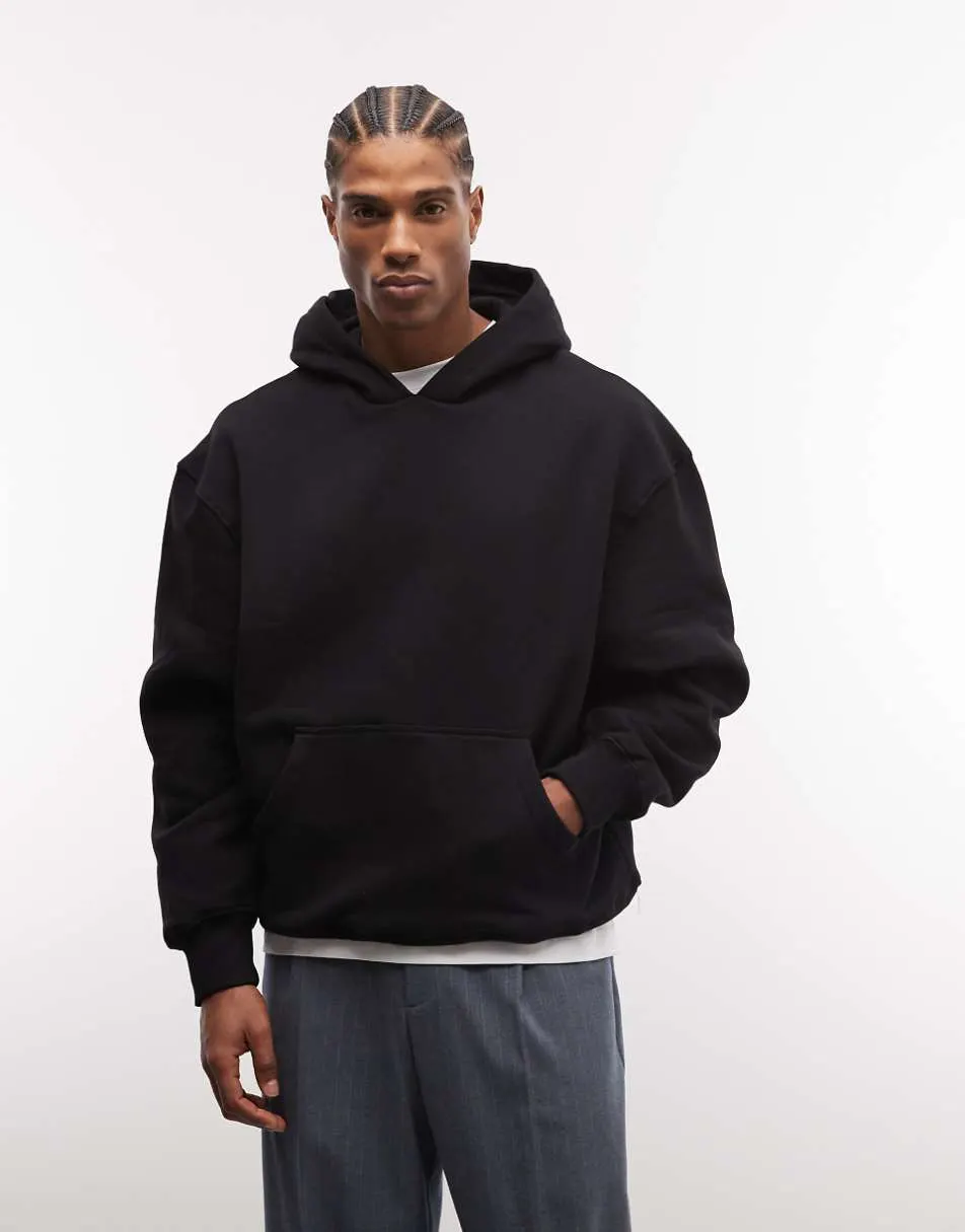 ASOS DESIGN premium heavyweight oversized hoodie in 400gsm in black