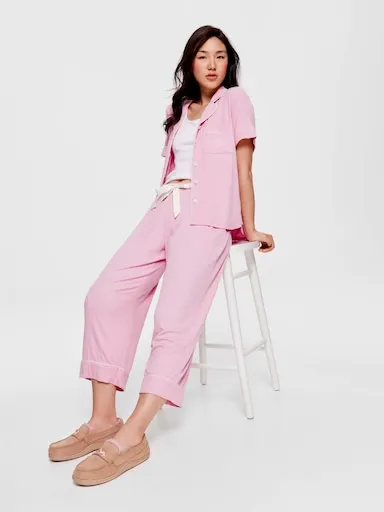 Dusty Rose Bamboo Rib 3/4 Pj Pant