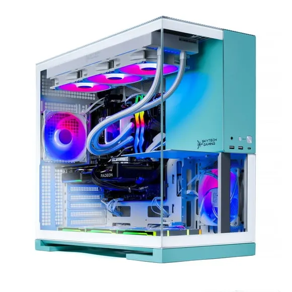 Skytech Gaming Aqua Gaming PC, AMD Ryzen 7 9800X3D 4.7GHz, NVIDIA RTX 5080 16GB VRAM, 2TB Gen4 NVMe SSD, 32GB DDR5 RAM 6000, 850W GOLD ATX 3 PSU, 360 ARGB AIO , Wi-Fi, Win 11, Desktop