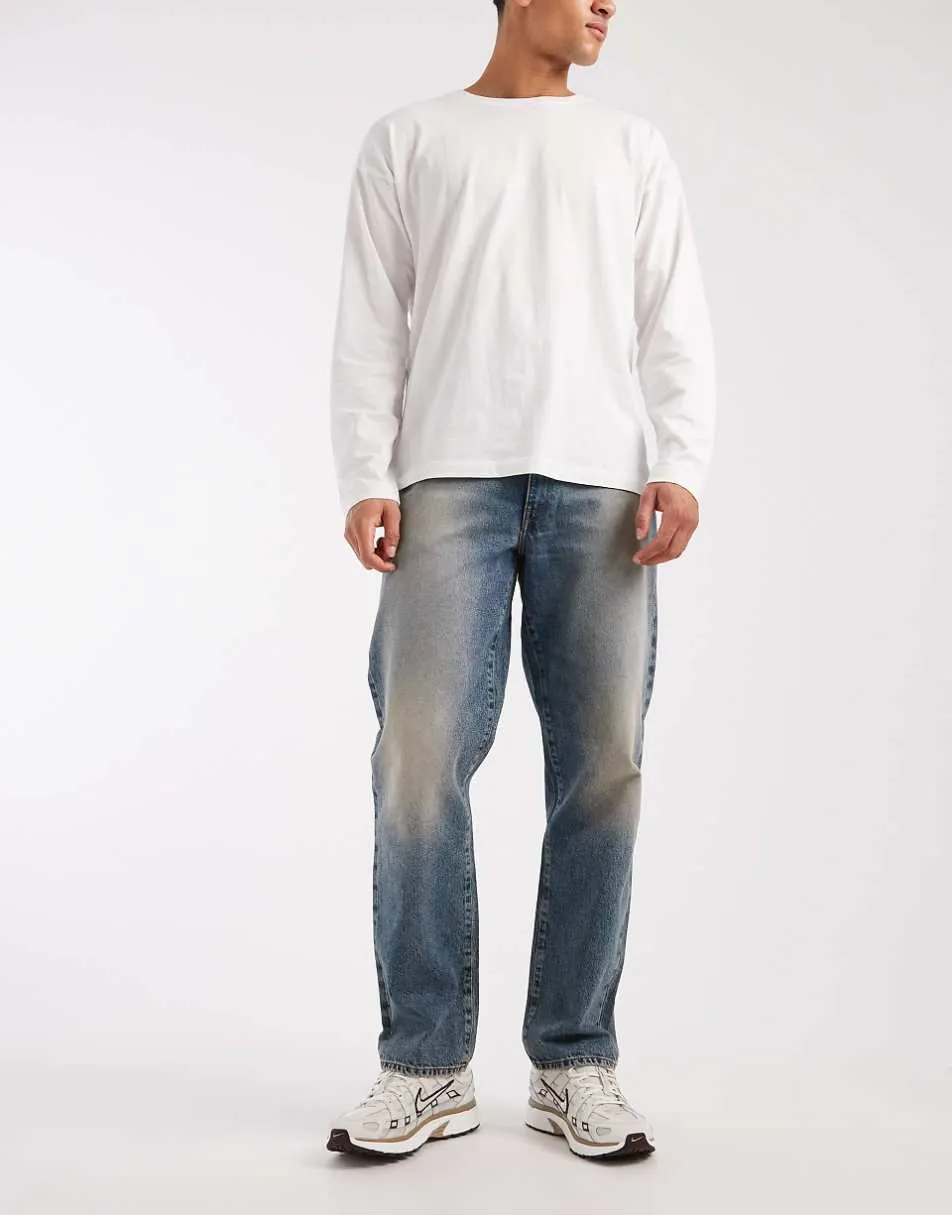 ASOS DESIGN straight jeans in mid wash blue