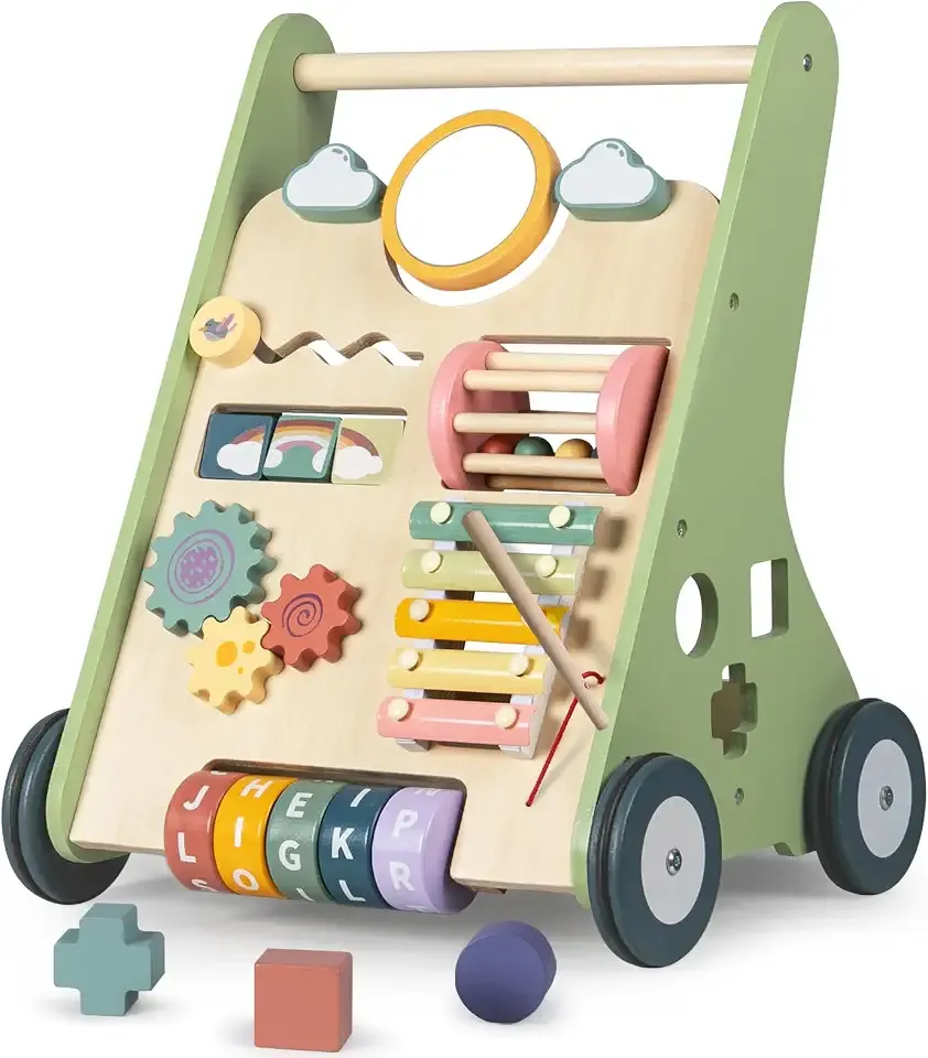 Bautia Wooden Baby Walker, Montessori Push Walker for Babies 10-12 Months