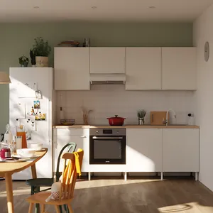 Cocina en kit Eleki blanca 4 módulos altos + 4 bajos L.240 x H.217 x P.58 cm