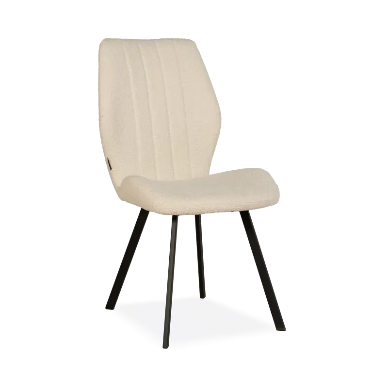 Eetkamerstoel Kenny - stof Rhythm Ecru - handgreep - poot zwart
