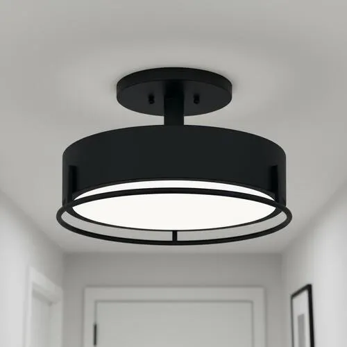 Patriot Lighting® Devak Matte Black Integrated LED Semi-Flush Mount Ceiling Light