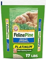 Feline Pine Platinum Non-Clumping Cat Litter 17lb | Plant-Based Cat Litter, Natural Odor Control, Low Dust Cat litter, Unscented Formula, Lightweight & Low Dust Feline Pine Platinum Non-Clumping Cat Lit…