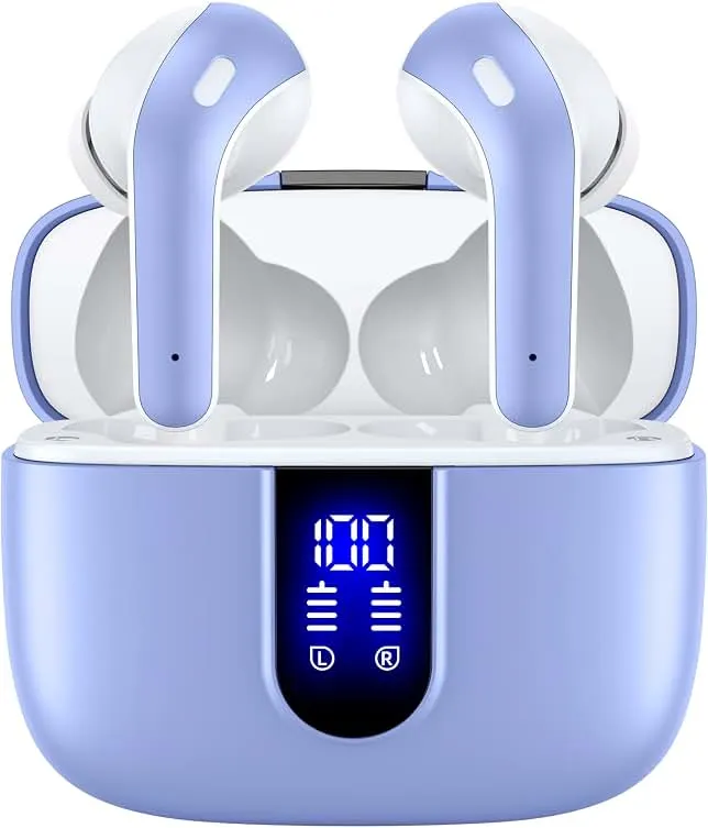 TAGRY Bluetooth Headphones True Wireless Earbuds 60H Playback LED Power Display Earphones with Wireless Charging Case IPX5 Wate…