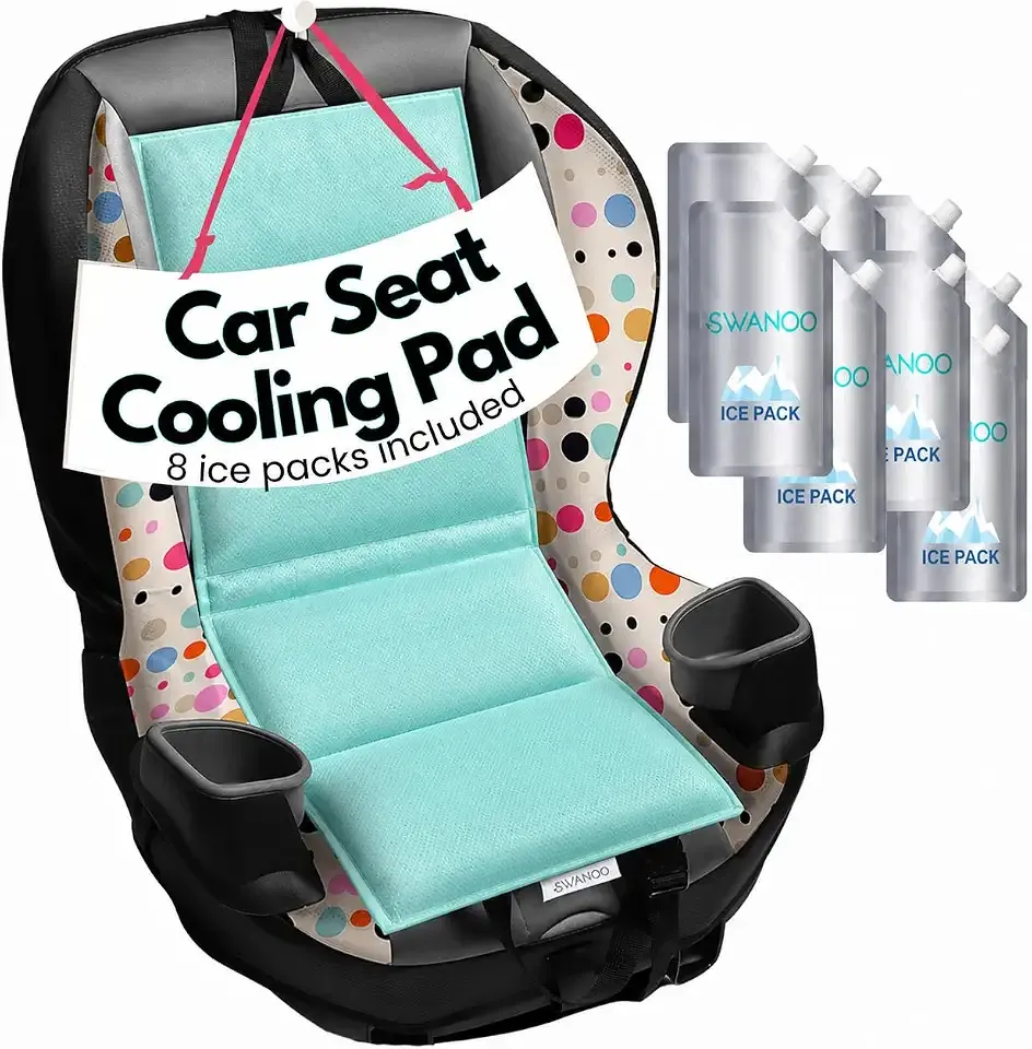 Car Seat Cooling Pad w/Ice Pack, Turquoise, 8-Pack, Sun & Heat Guard