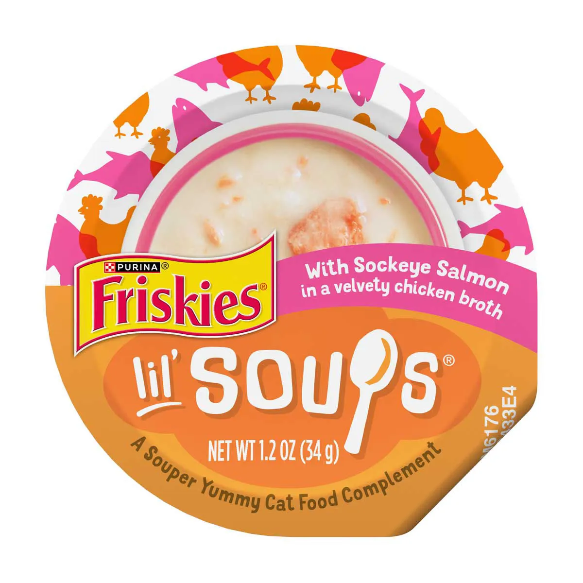 Purina Friskies Lil' Soups Sockeye Salmon in Chicken Broth Wet Cat Food Complement, 1.2 oz