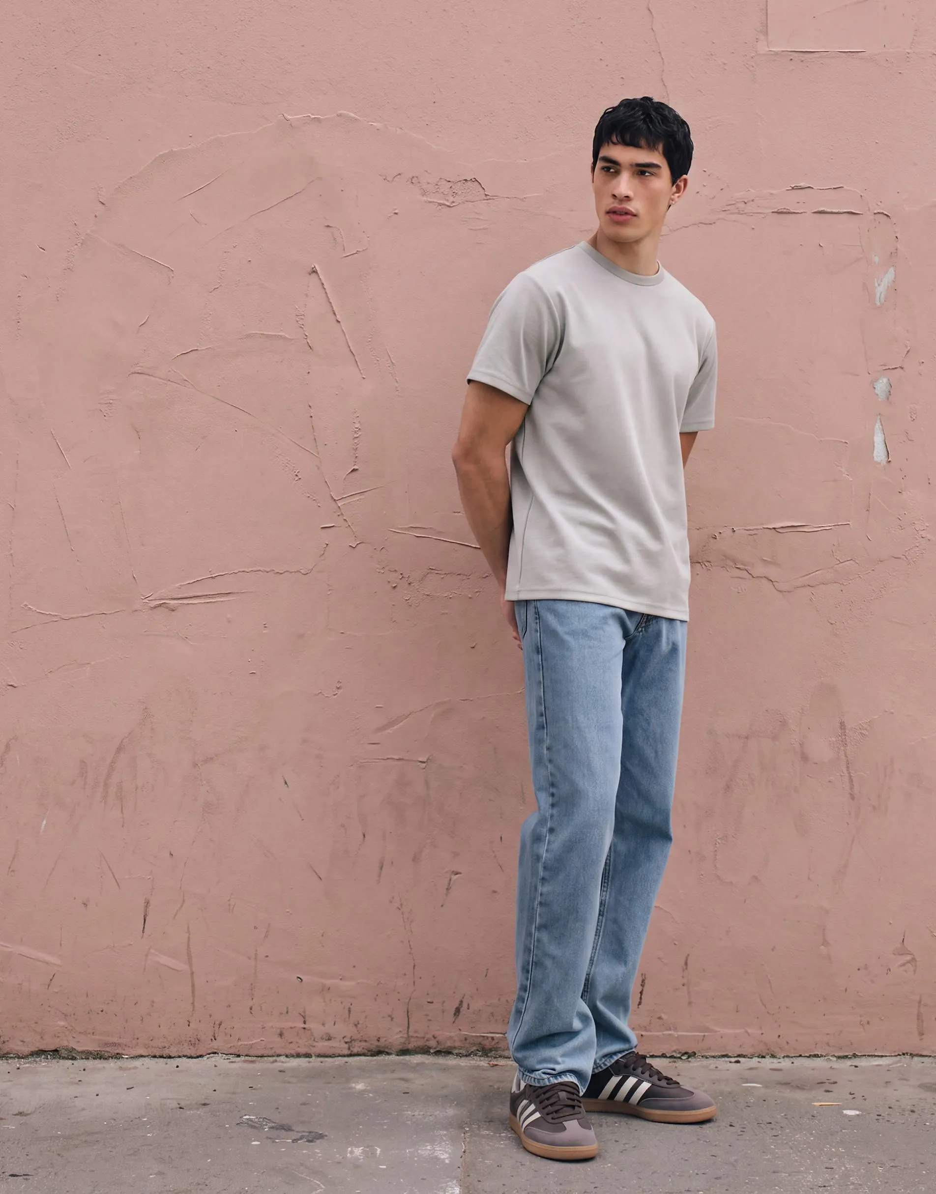 ASOS DESIGN straight leg jeans in light wash blue