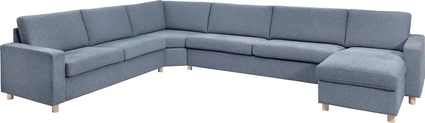 Sone lav hjørnesofa Modulsofa. 2,5 seter + stort hjørne + 3 seter + sjeselong i stoff Atlas, armlene J.