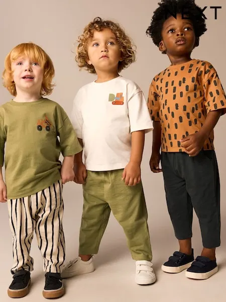 Blue/Black/White Vehicles Short Sleeve T-Shirts & Joggers Set 3 Pack (3mths-7yrs)