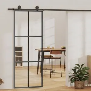 Puerta corredera con herrajes esg vidrio y aluminio 76x205 cm esxt2117
