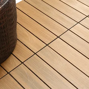Piastrella a incastro da esterno in composito di legno e plastica (wpc) effetto legno teak L 50 x L 50 cm x Sp. 25 mm, 4 pezzi Serava