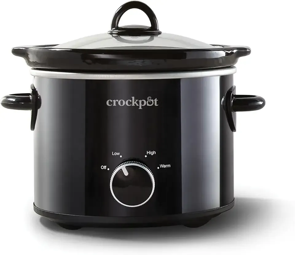 Crock-Pot 2-Quart Manual Slow Cooker, Feeds 2+ People, Great for Small Meals, Dips, & Sides; Removable Stoneware is Oven & Dishwasher Safe, Black
