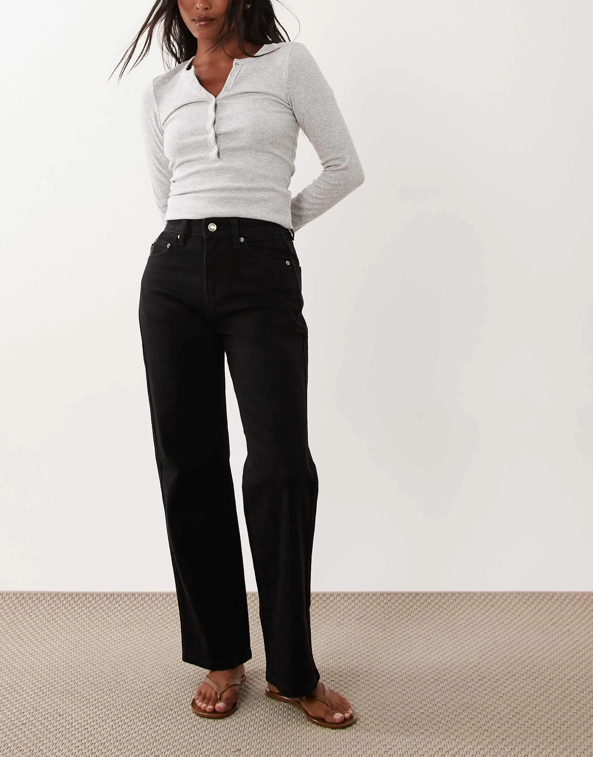 ASOS DESIGN Petite comfort stretch straight leg jean in black