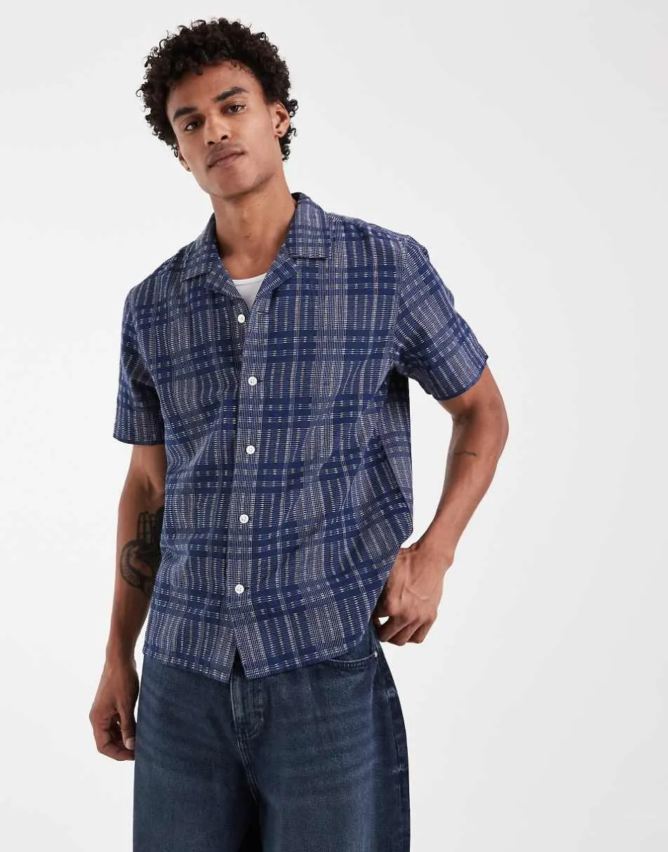 Levi's dobby plaid shirt in dark blue checked