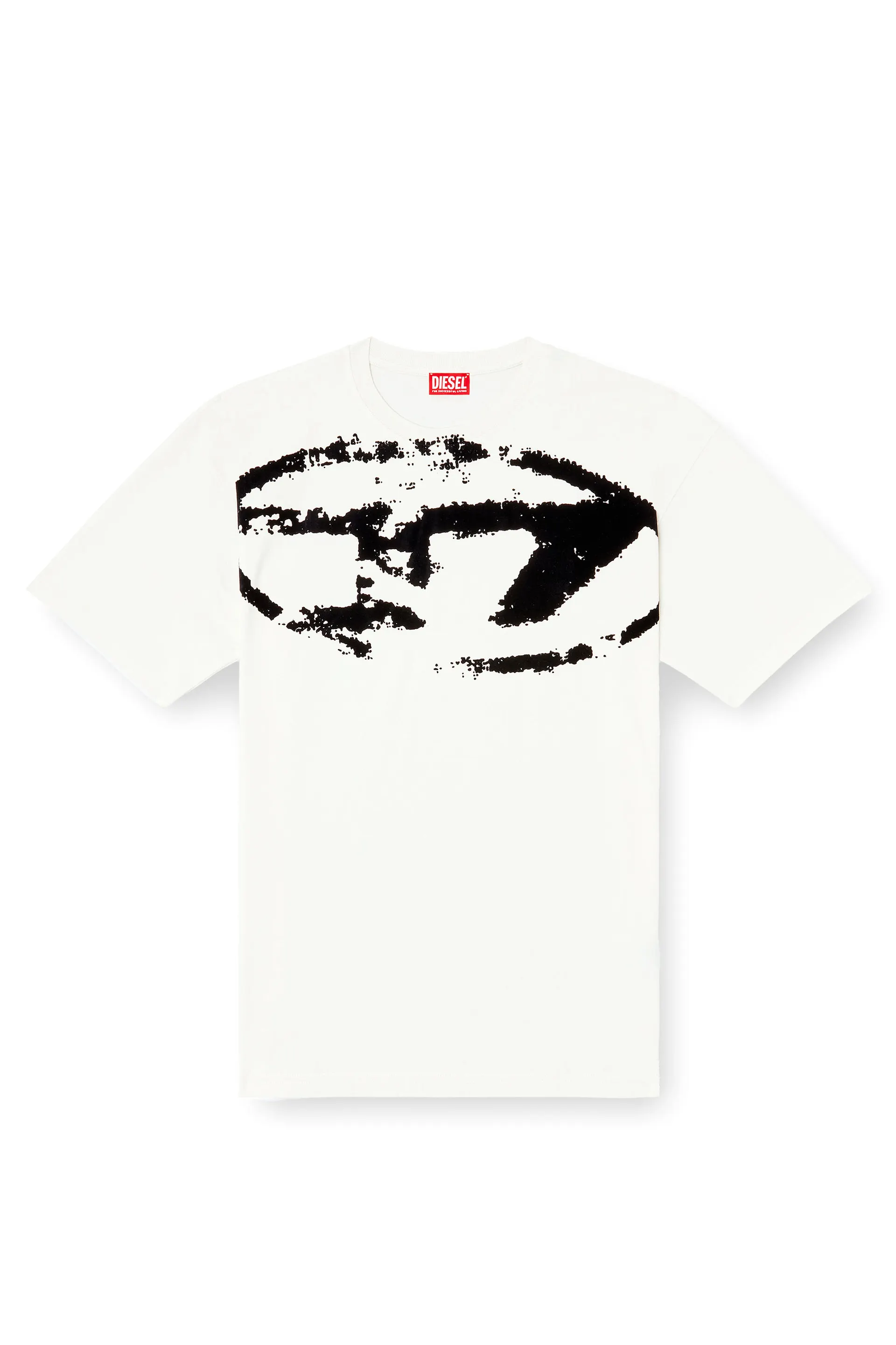 T-shirt with distressed flocked logo