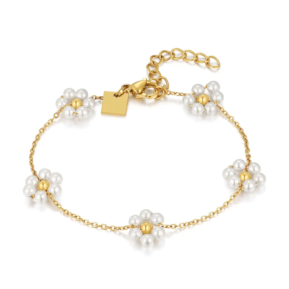 Armband in edelstaal, met parels