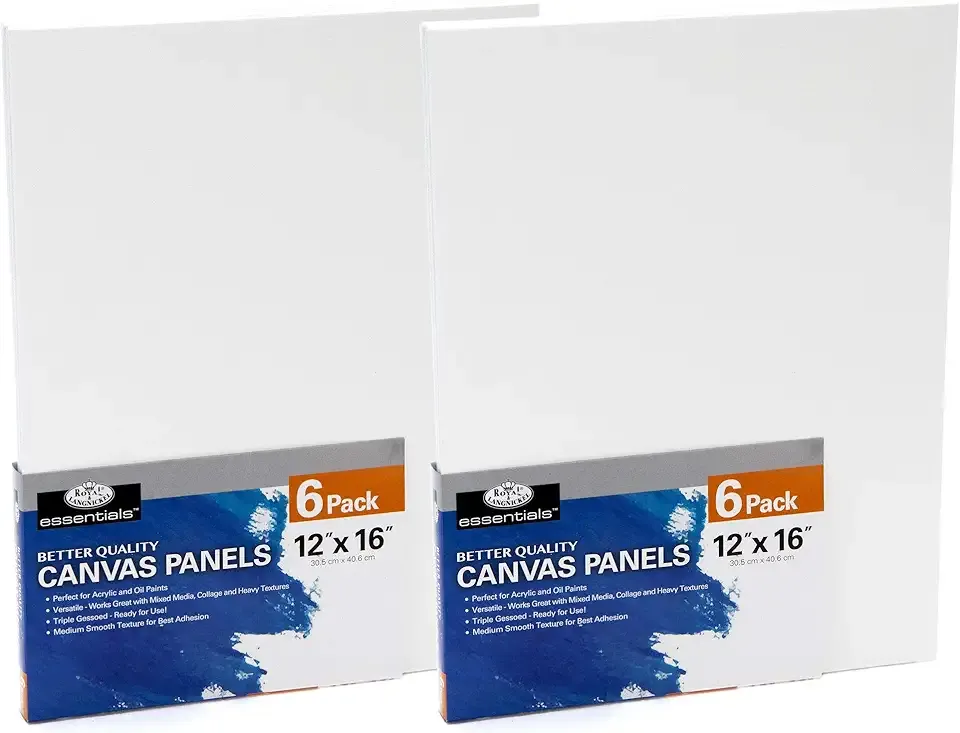 Royal & Langnickel Essentials 12x16 Triple Gessoed Canvas Panel Value Pack, for Oil and Acrylic Painting, 12 Pack